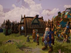 Gameplay Dwarf Pertama memamerkan pertarungan bertahan hidup koloni sebagai kurcaci penunggang mekanisme dan naga poliglot kecil