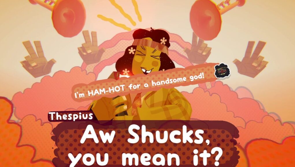 Selamatkan dunia di Great God Grove dengan mengirimkan pesan dari megafon berita ke orang-orang aneh berwajah Picasso